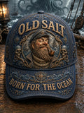 Retro “OLD SALT“ Captain Art Printed Baseball Cap