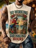 Men's No Working During Drinking Hours Print Casual Vest