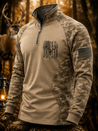 Men's Retro Hunting and Faith Casual Zipper Sweatshirt