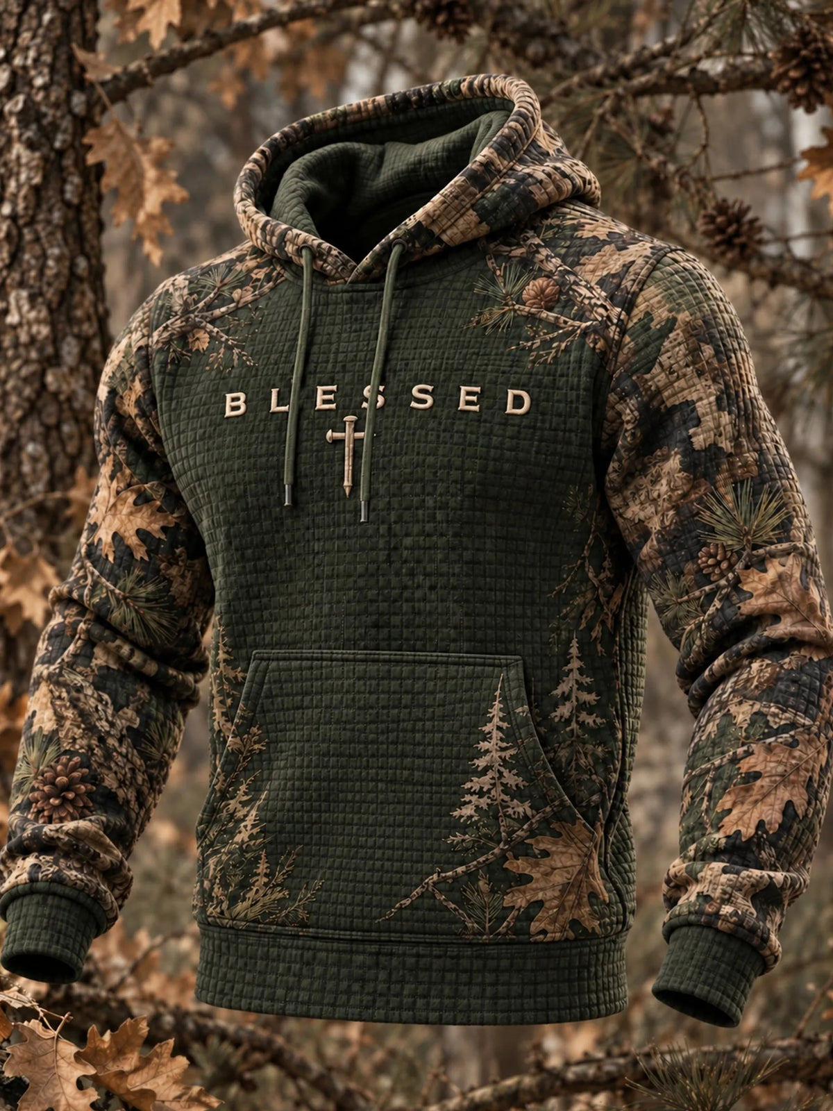 Men's Autumn/Winter "Jungle Faith" Camouflage Hooded Double-Layer Top