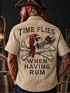 Men’s Vintage  "LOST AT SEA " Old Salt Pirate Short Sleeve Shirt