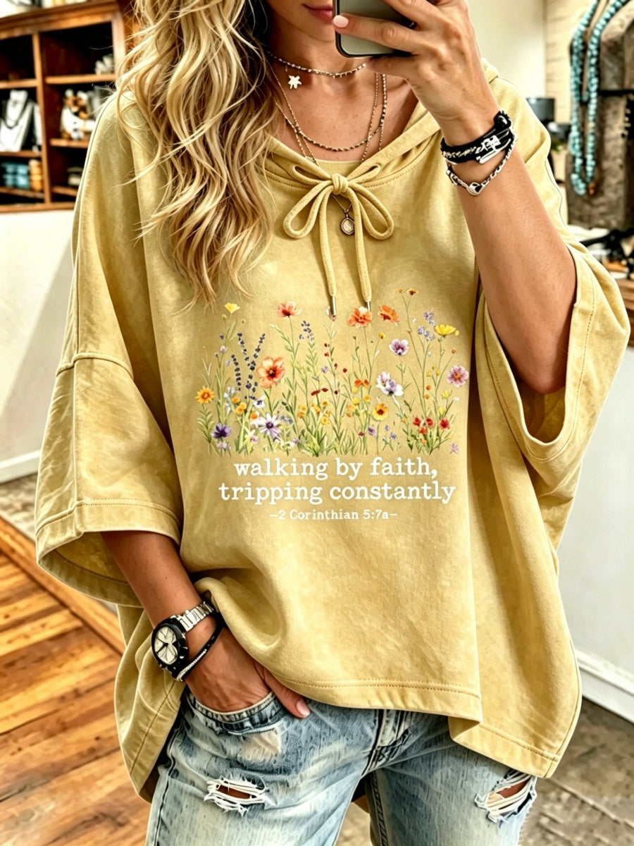 Women's Walking By Faith Pattern Hoodie
