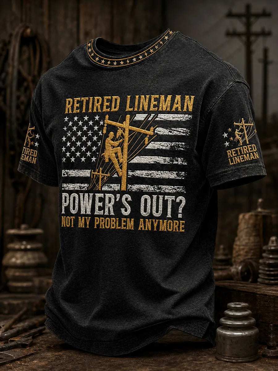 Men's "retired lineman power's out? not my problem anymore" T-shirts