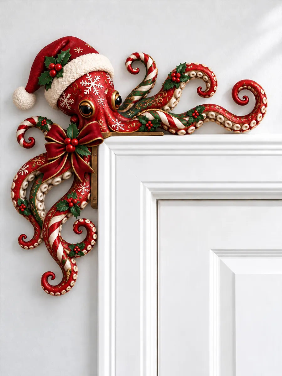 🐙 Christmas Octopus Door Frame Topper
