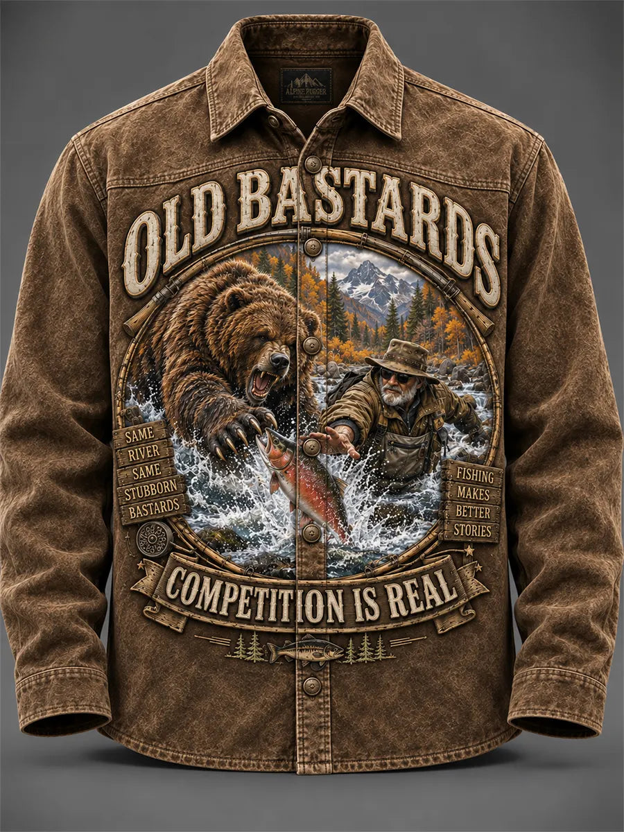 Men's Funny Old Bastards Fishing Club Lifetime Member Print Button-Down Jack
