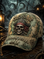 Retro “OLD SALT“ Captain Art Printed Baseball Cap