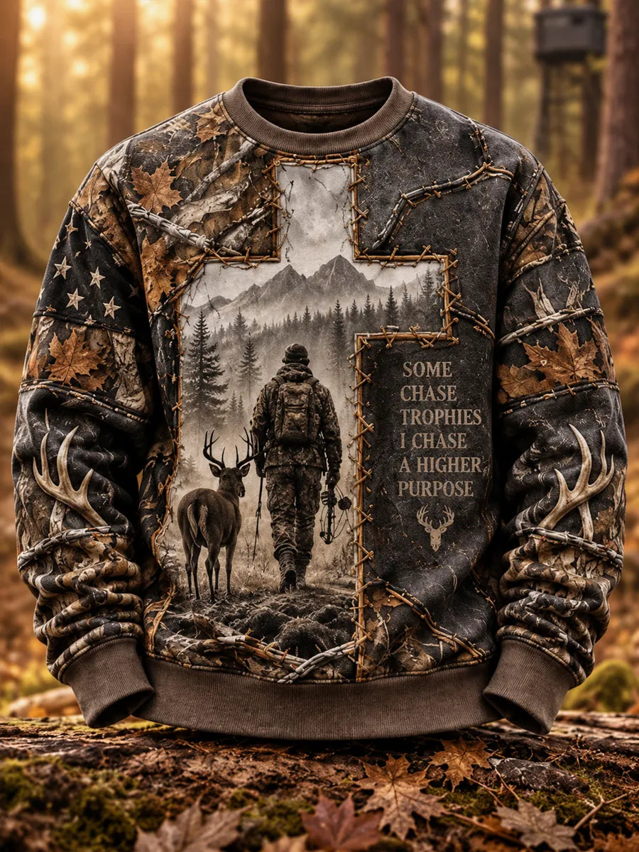 Retro Deer Hunting Art Print Sweatshirt