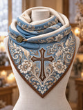 Women's Cross Floral Art Casual Triangle Scarf