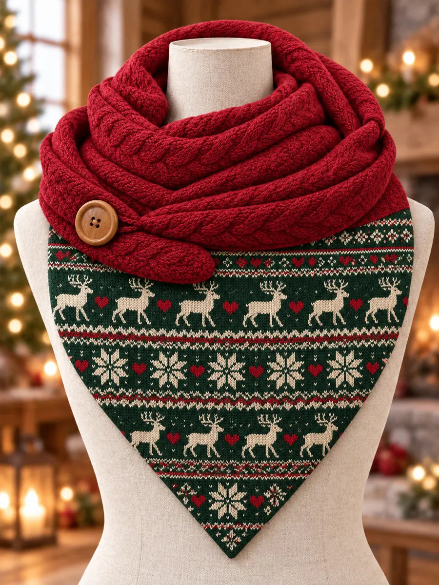 Women's Winter Reindeer Casual Triangle Scarf