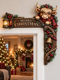 🎄 Highland Cow Christmas Door Decor