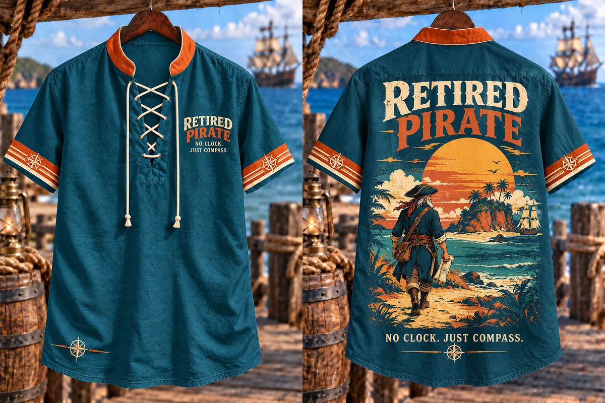 Retired Pirate Compass Men's Vintage Nautical Shirt