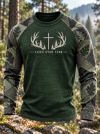 Men’s Vintage Retro Hunting Culture Print Long Sleeve T-Shirt
