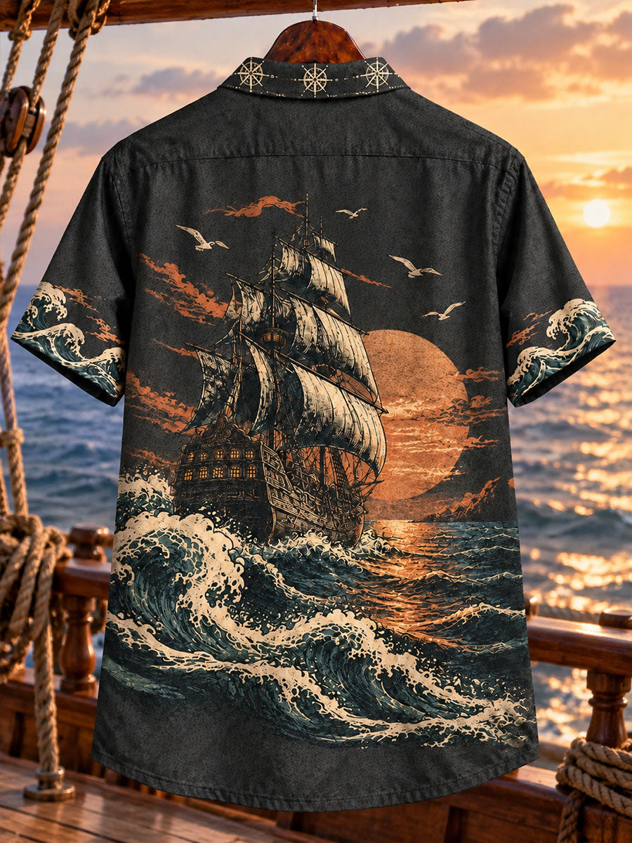 Retired Pirate Just Horizons Men's Vintage Nautical Shirt