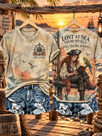 Women's Retro Pirate Salty Girl Art Print T-Shirt