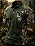 Men's Vintage Faith Traditional Reindeer Pattern Printed Short-Sleeve Top
