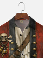 Moisture-Wicking  Fun Pirate Chest Pocket Hawaiian Shirt