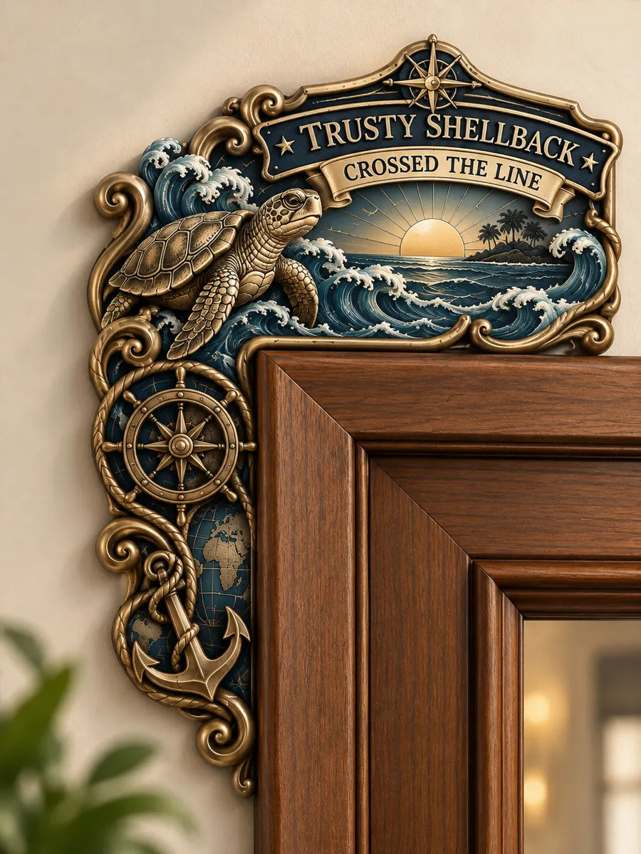 Crossed the Equator Navy Wooden Door Frame Decor