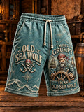 Men’s Vintage Old Sea Wolf Nautical Drawstring Shorts