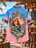 🧜‍♀️ Lost At Sea Found At The Bar Retro Mermaid Sunset Ocean Graphic Shirt