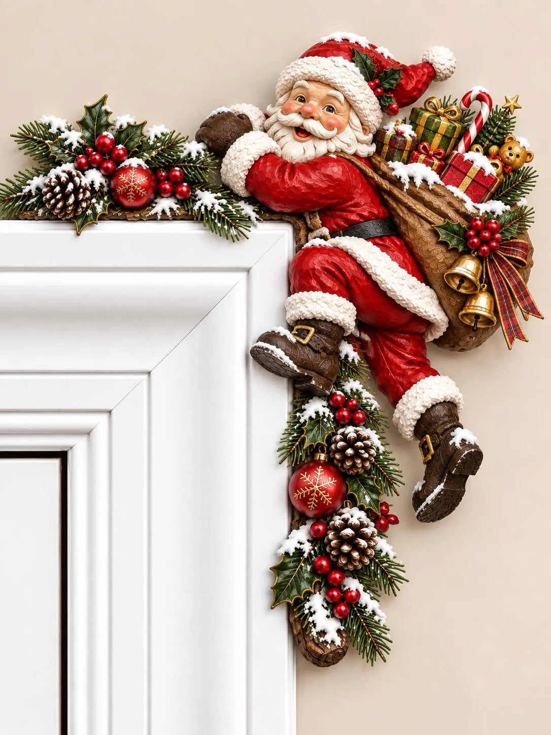 🎅 Santa Claus Climbing Door Corner Topper