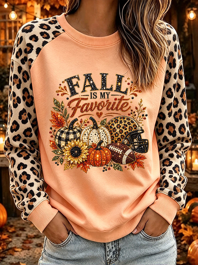 Women's Autumn Casual Pumpkin Rugby Hoodie
