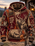 Men's Retro Hunting Culture Print Casual Hoodie