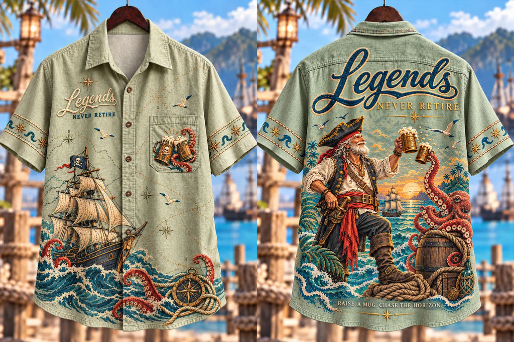 Legendary Pirate Sailing Graphic Short Sleeve Shirt