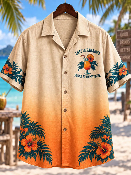 Lost in Paradise, Found at Happy Hour Skeleton Pirate Vacation Shirt