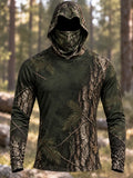 Men's Vintage Hunting Style Print Outdoor Hoodie Long Sleeve Shirt
