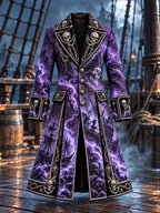 ⚡ Dark Purple Lightning Storm Skull Pirate Long Coat