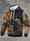 Men's Retro Hunting Culture Print Casual Hoodie