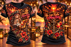 Rum Bar Pirate Woman Neon Graphic T-Shirt