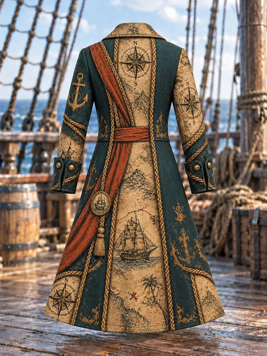 Men’s Fun Pirate-Themed Art Graphic Coat