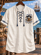 Men’s Pirate Bar Theme Lace-Up Short Sleeve Shirt