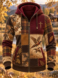 Women's Retro Hunting Culture Art Print Casual Zip-Up Hoodie