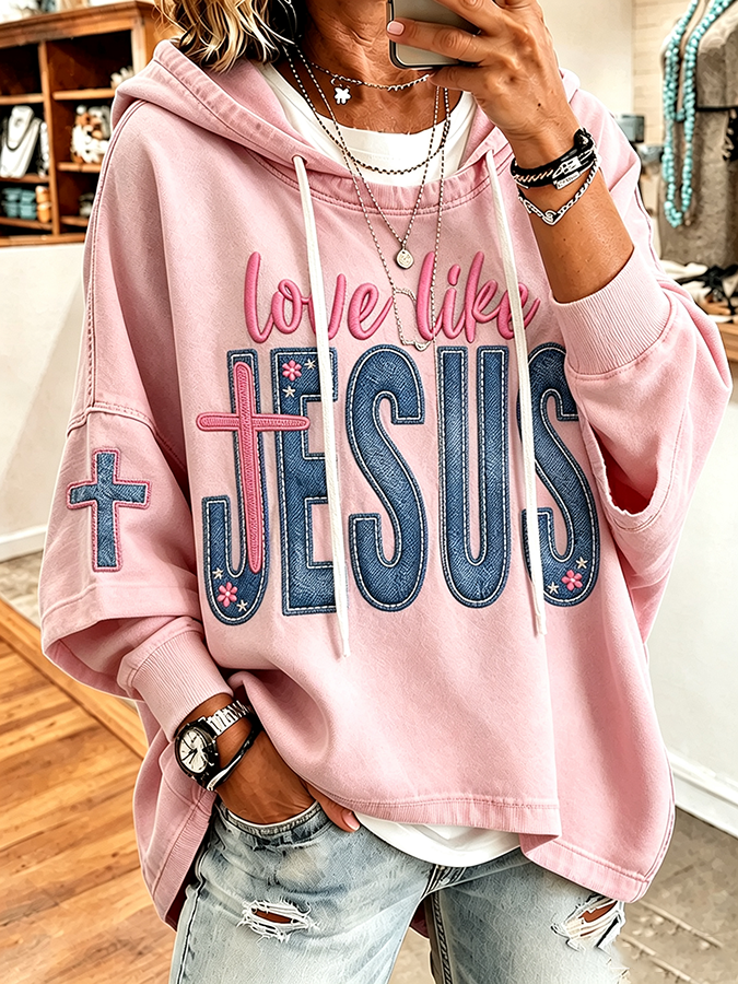 Jesus Cross Printed Hoodie