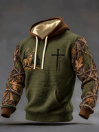 Retro Hunting Culture Faith Print Casual Waffle Hoodie