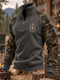 Retro Hunting Culture Faith Print Casual Zip-Up Sweatshirt