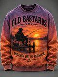 Men's Funny Old Bastards Fishing Club Lifetime Member Print Crew-Neck Sweatshirt
