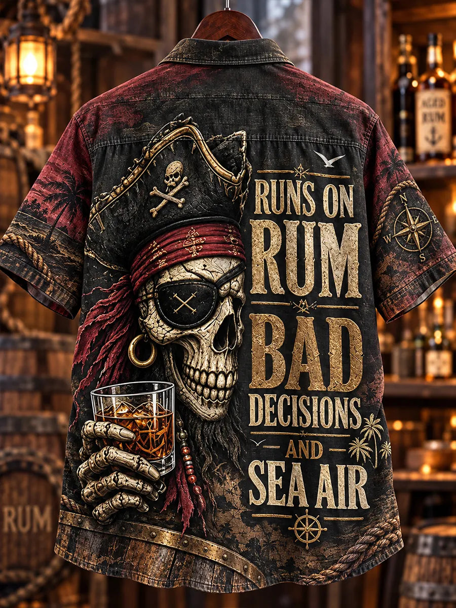 🥃 "Runs on Rum" Dark Vintage Pirate Outlaw Shirt