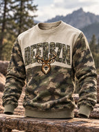 Retro Hunting Culture Print Crew Neck Sweatshirt