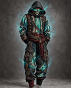 Phantom Ghost Pirate Glowing Skeleton Aura Hoodie Set