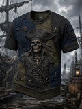 Men's 3D Pirate Skeleton Patchwork Art Print T-Shirt