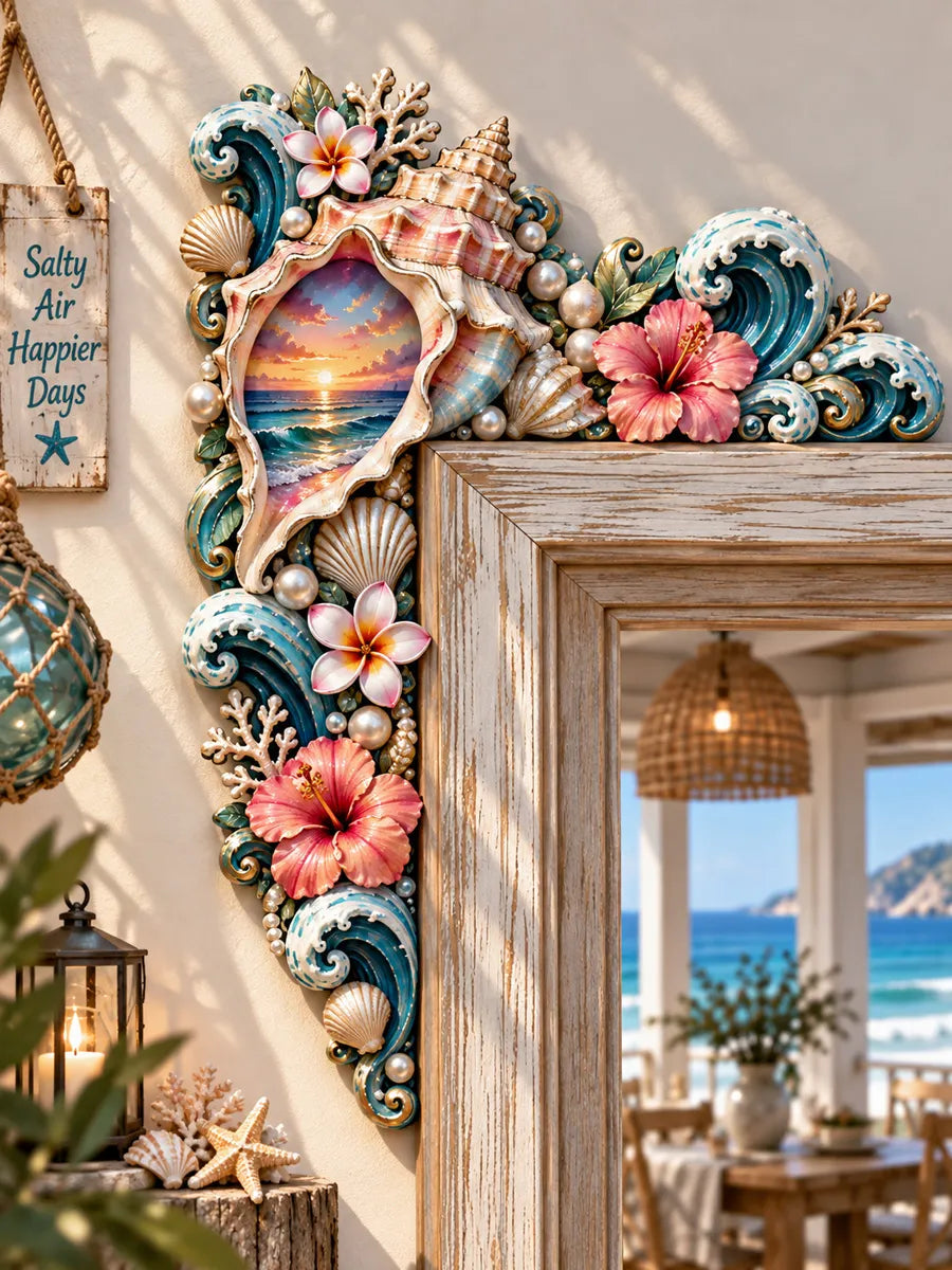 🌊 Coastal Seashell Wooden Door Frame Decor