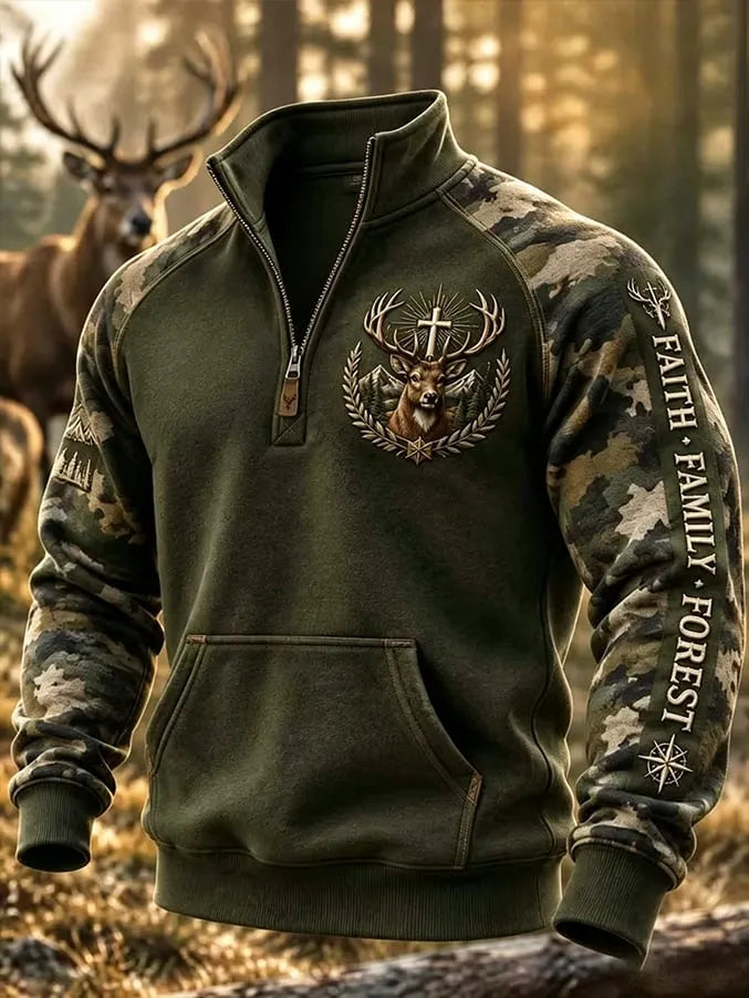 Men's Vintage Traditional Reindeer Pattern Western Sweatshirt