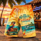 Men's I'm Retired It's 5 O'clock Everywhere Parrot Print Casual Shorts