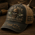 Retro Old Men Fishing Club Print Casual Baseball Cap
