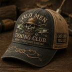 Retro Old Men Fishing Club Print Casual Baseball Cap