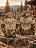 Men's Retro Hunting Culture Print Casual Hoodie