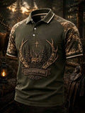 Men's Vintage Faith Traditional Reindeer Pattern Printed Short-Sleeve Top